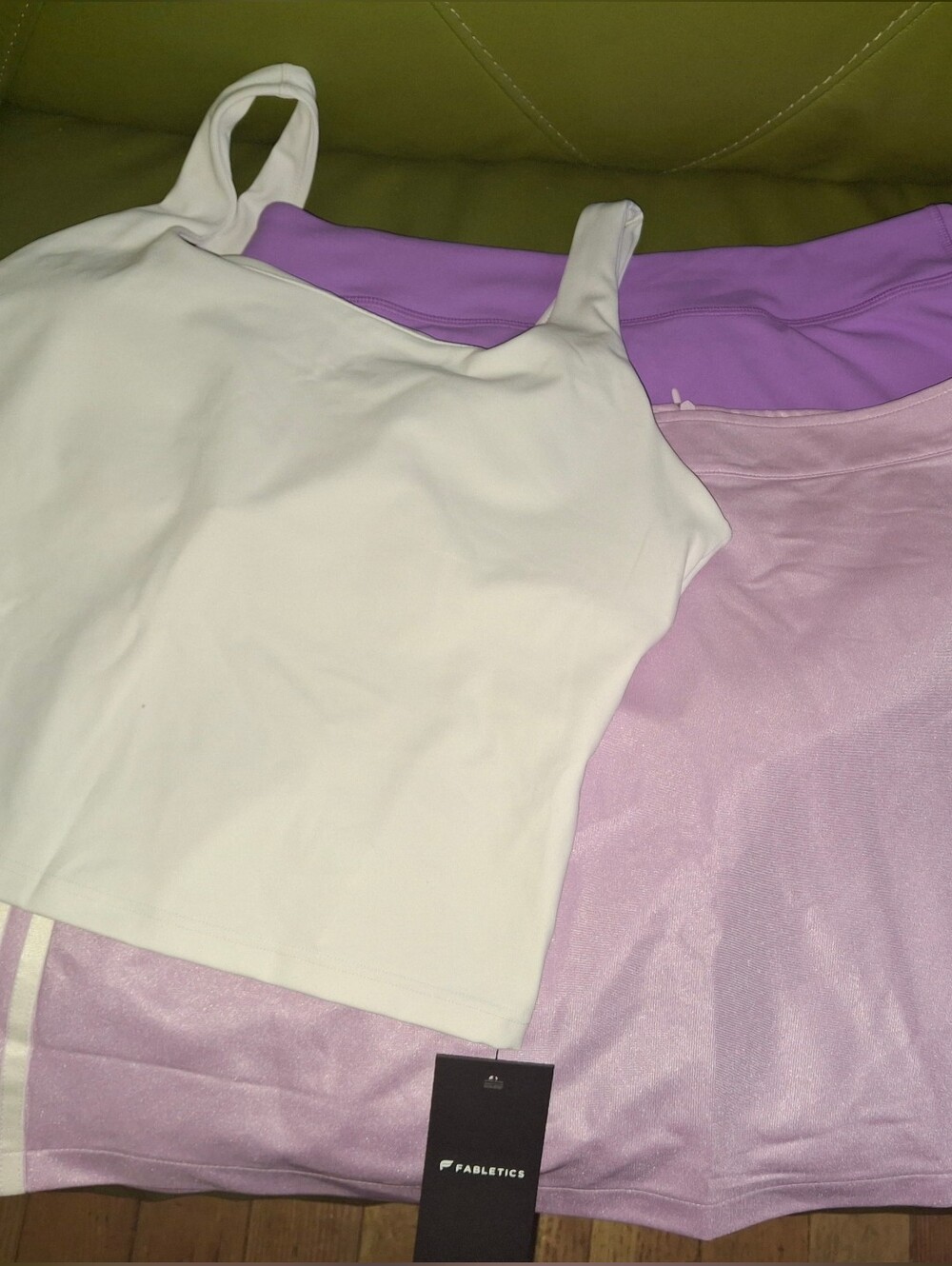 Adidas Fabletics White Crop Tank  Lavender Skort and Pink Active Skirt XL NEW